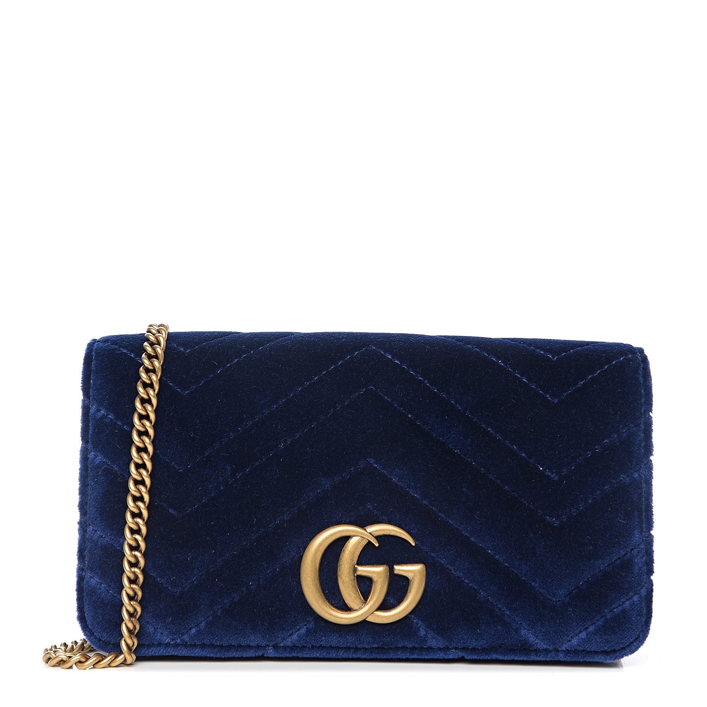 Velvet Matelasse GG Marmont Mini Bag Cobalt Blue