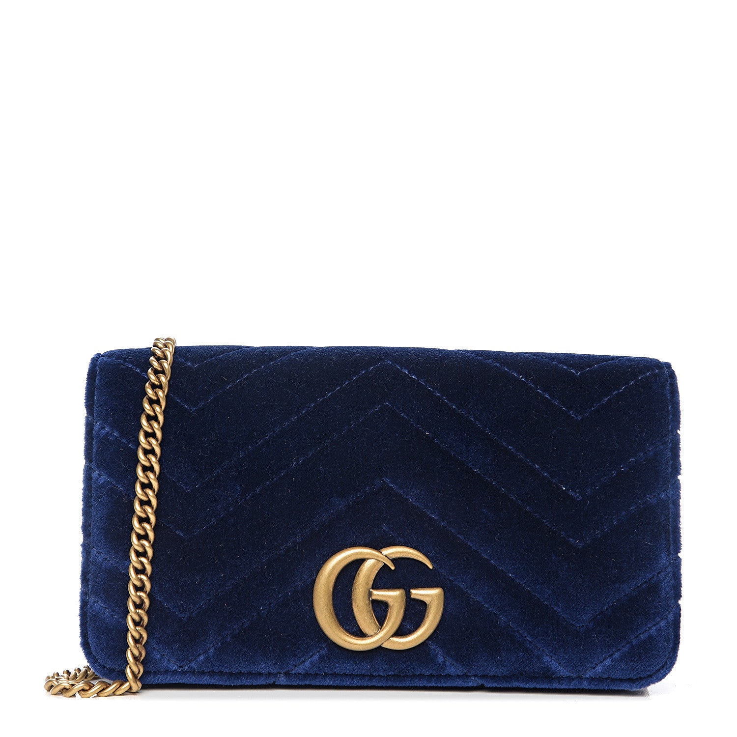 Gucci Velvet Matelasse GG Marmont Mini Bag Cobalt Blue 1 of 10