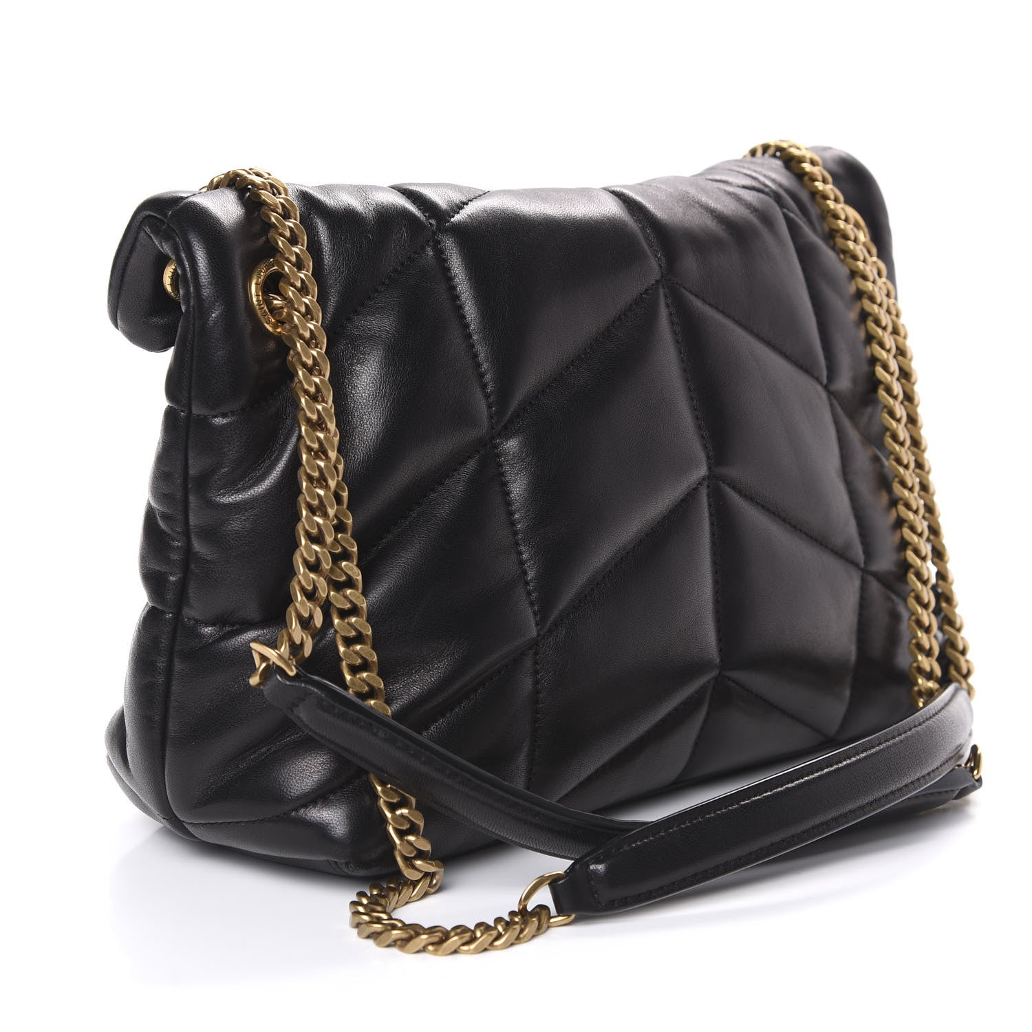 Saint Laurent Lambskin Quilted Small Loulou Puffer Monogram Chain Satchel Black 2 of 9