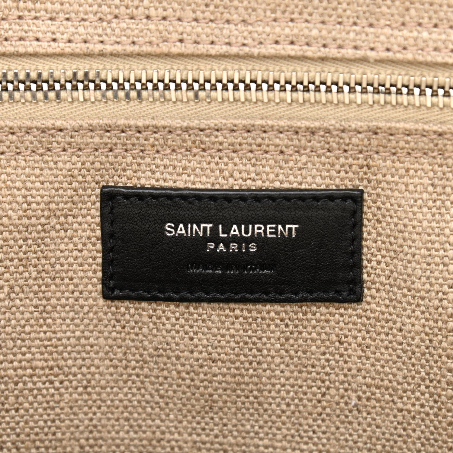 Saint Laurent Linen Calfskin Small Rive Gauche Tote Greggio Natural 6 of 10
