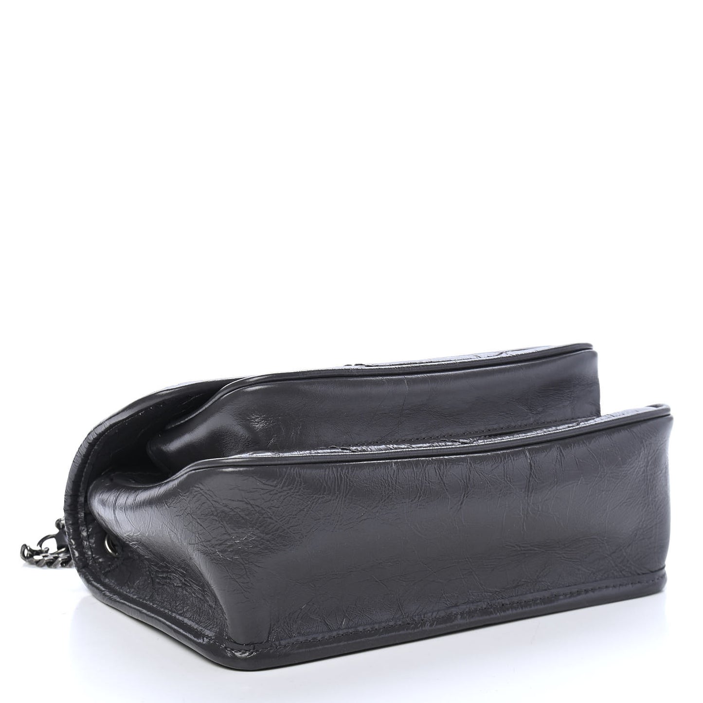 Crinkled Calfskin Matelasse Monogram Baby Niki Chain Satchel Storm