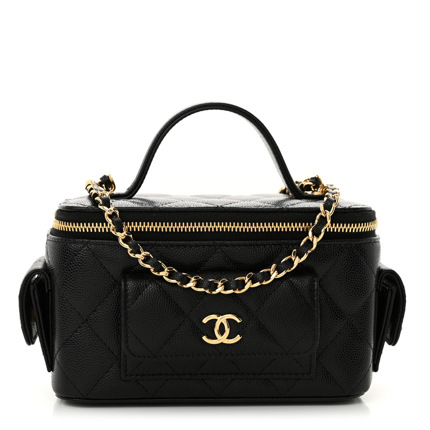 Chanel Caviar Quilted Polly Pocket East West Top Vanity With Chain Black 1 of 11