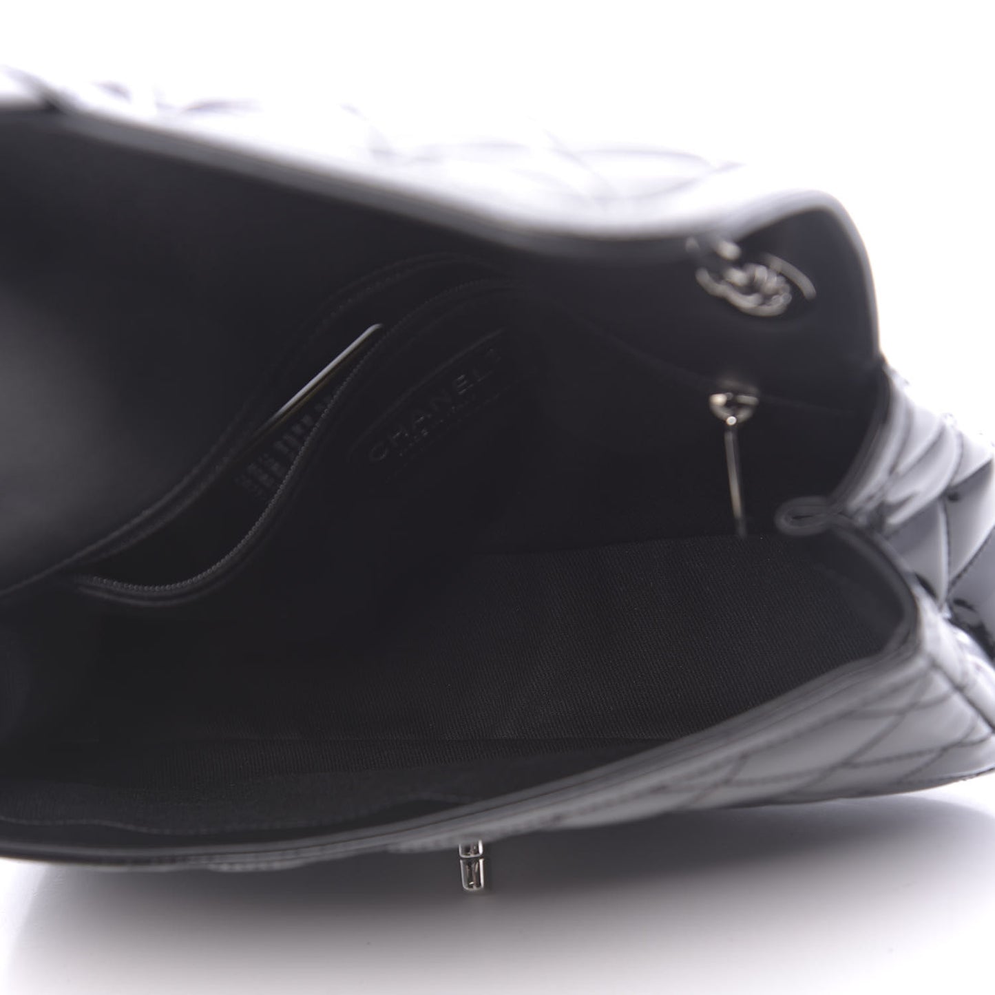 Patent Quilted Large Coco Shine Flap Black