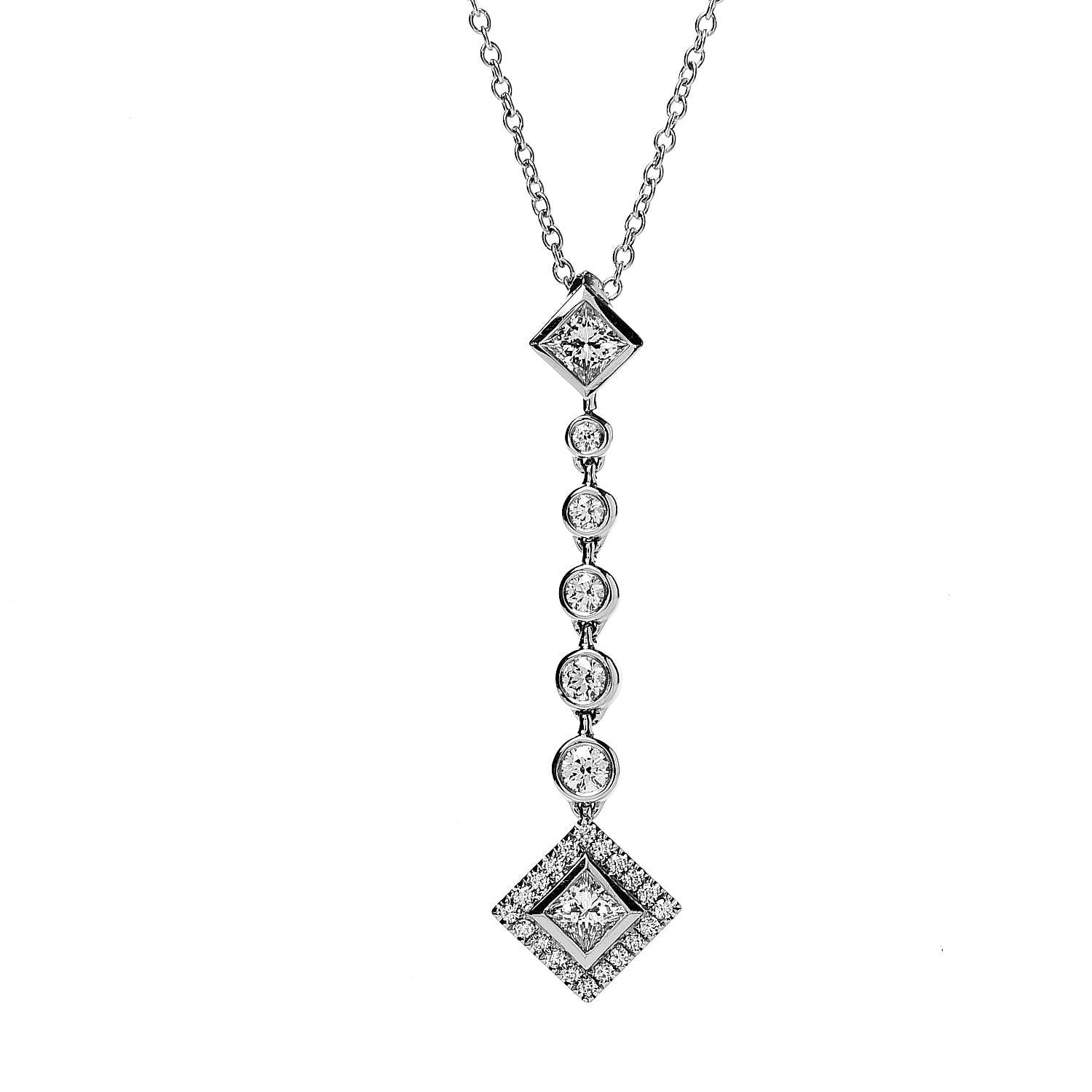 Tiffany Platinum Diamond Grace Drop Pendant Necklace 4 of 7