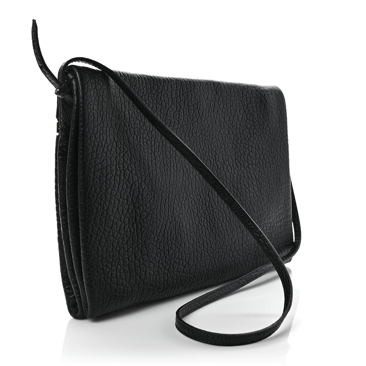 Burberry Signature Grain Calfskin Check Embossed Medium Balmoral Clutch Bag Black 3 of 10