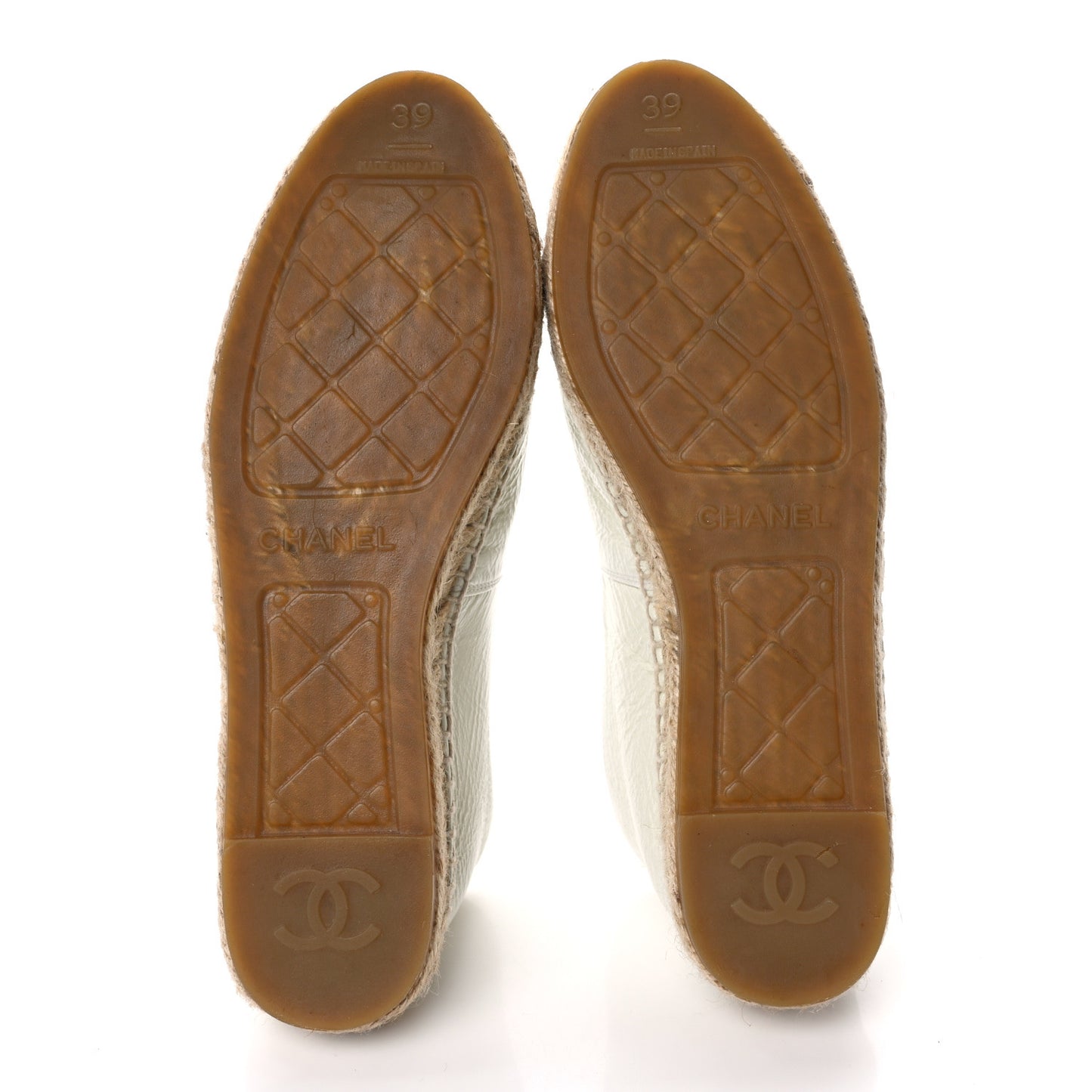 Distressed Patent CC Espadrilles 39 White