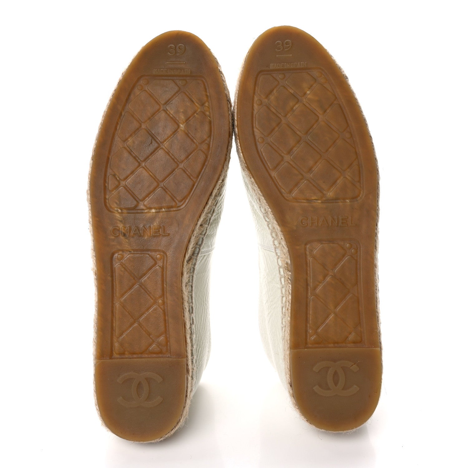 Chanel Distressed Patent CC Espadrilles 39 White 5 of 8