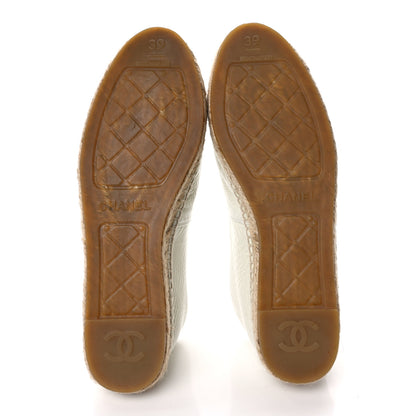 Chanel Distressed Patent CC Espadrilles 39 White 5 of 8