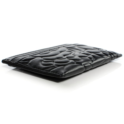 Chanel Lambskin Camellia Embossed Card Holder Black 3 of 8