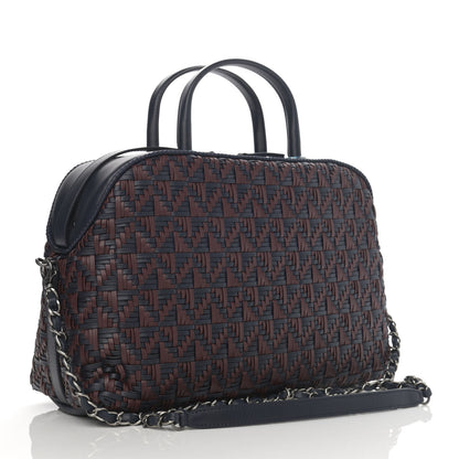 Chanel Calfskin Woven Bowling Bag Navy Blue 3 of 11