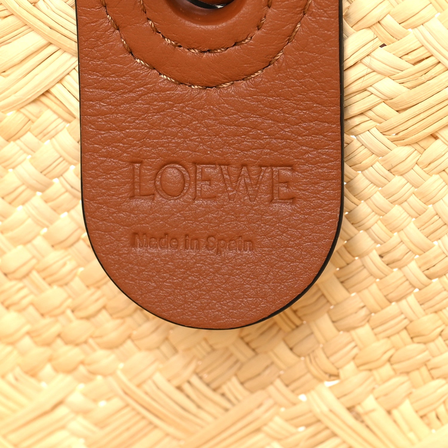 Loewe Calfskin Raffia Small Anagram Basket Tote Bag Natural Tan 6 of 9