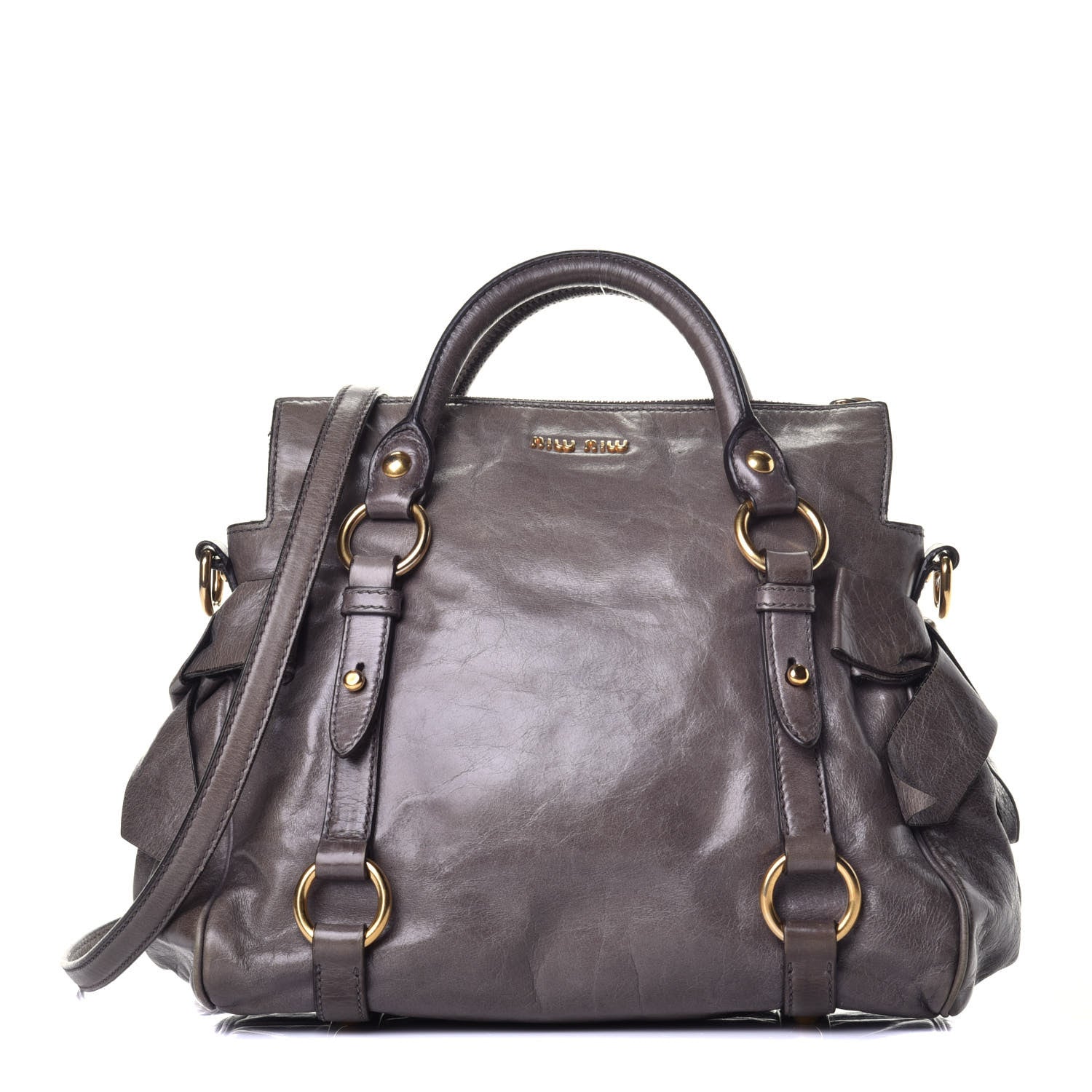 Miu Miu Vitello Lux Mini Bow Bag Fumo 1 of 8
