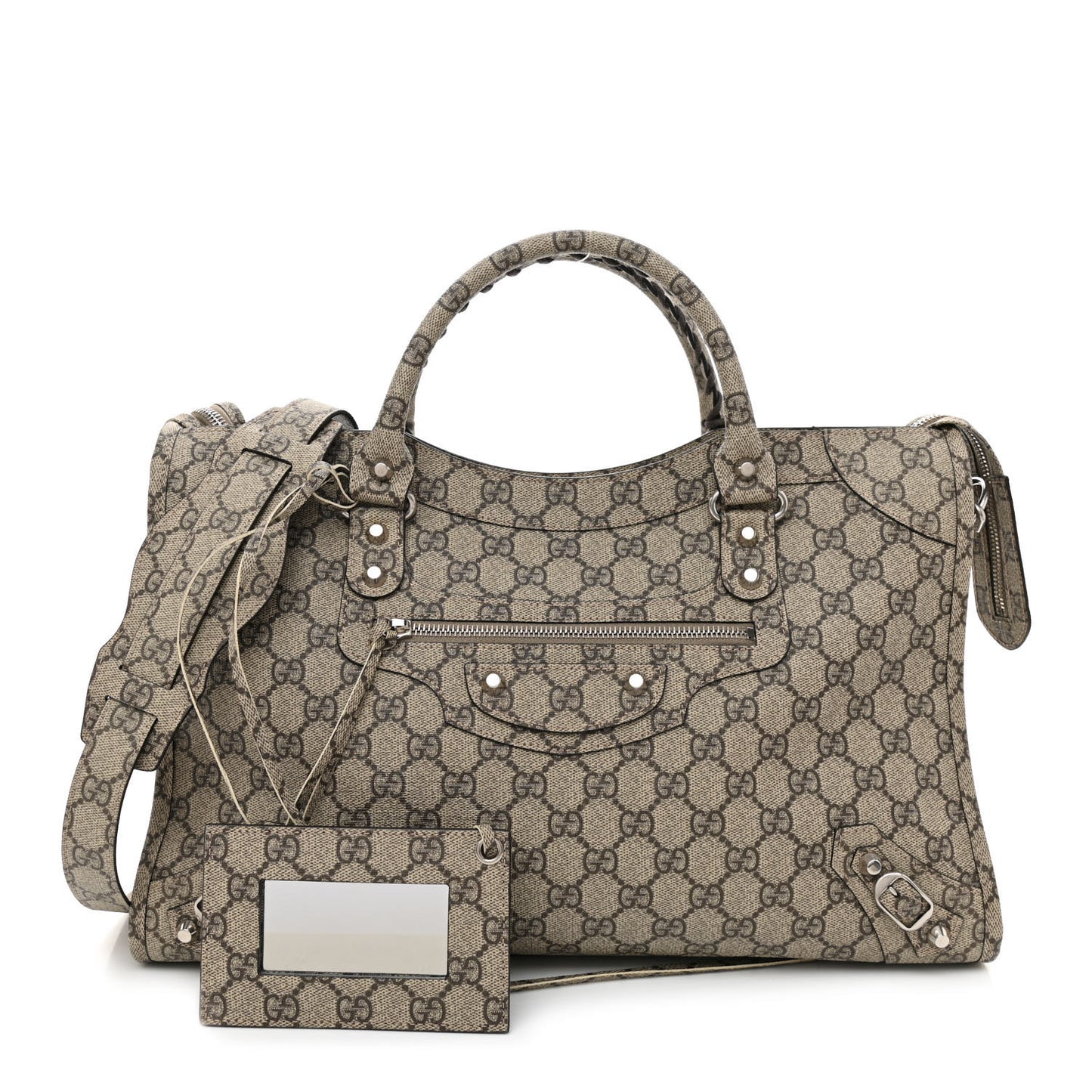 X GUCCI GG Supreme Monogram Neo Classic Silver Hardware City Beige Ebony