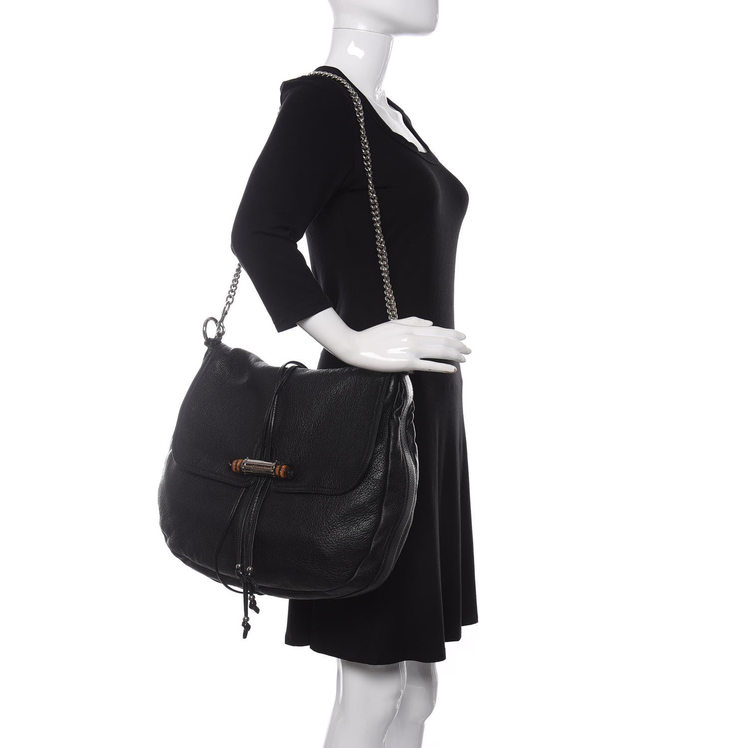 Gucci Calfskin Large Jungle Shoulder Bag Black 2 of 10