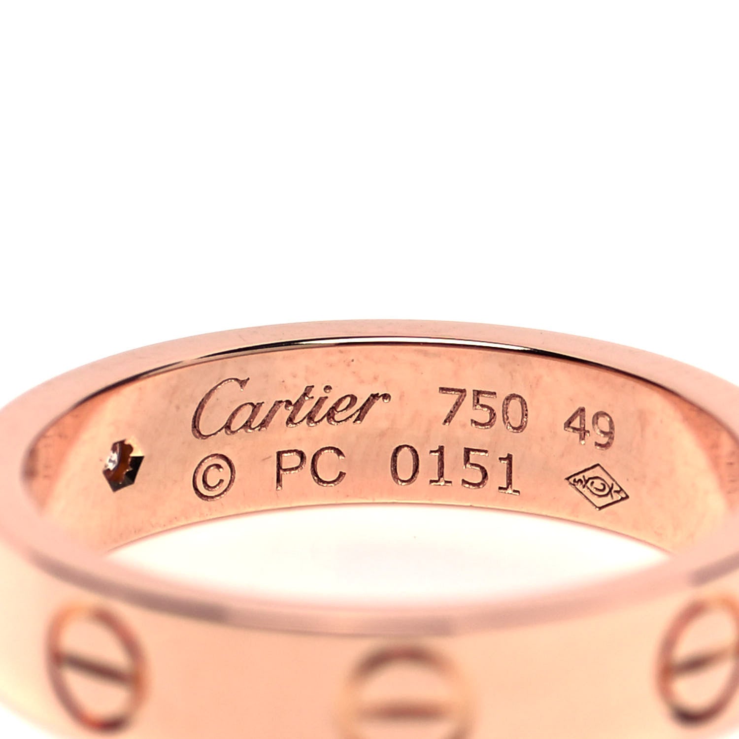 Cartier 18K Pink Gold Diamond 4mm LOVE Wedding Band Ring 49 4.75 4 of 4