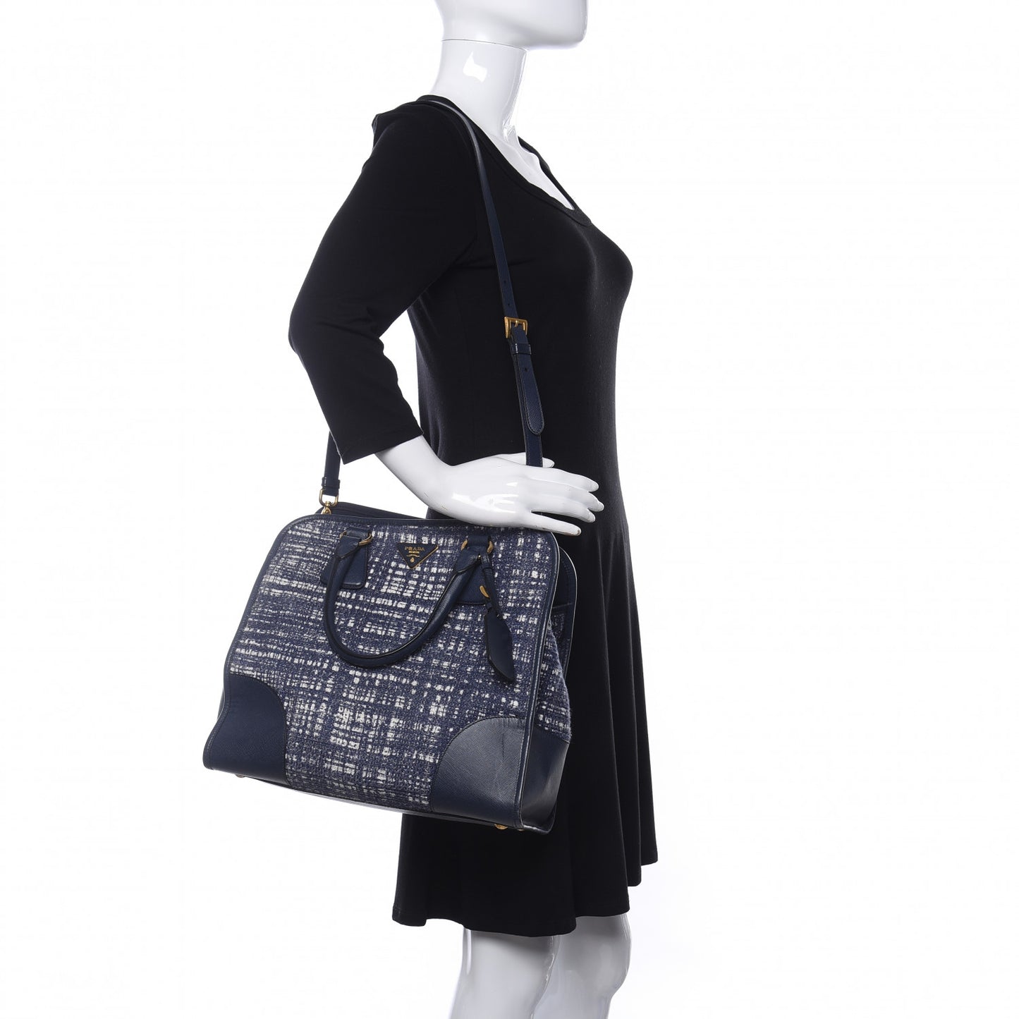 Tela Tweed Saffiano Tote Bag Inchiostro