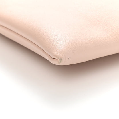 Fendi Vitello Fluffy Grace Logo Embossed Large Flat Pouch Rosa Quarzo Black 9 of 10