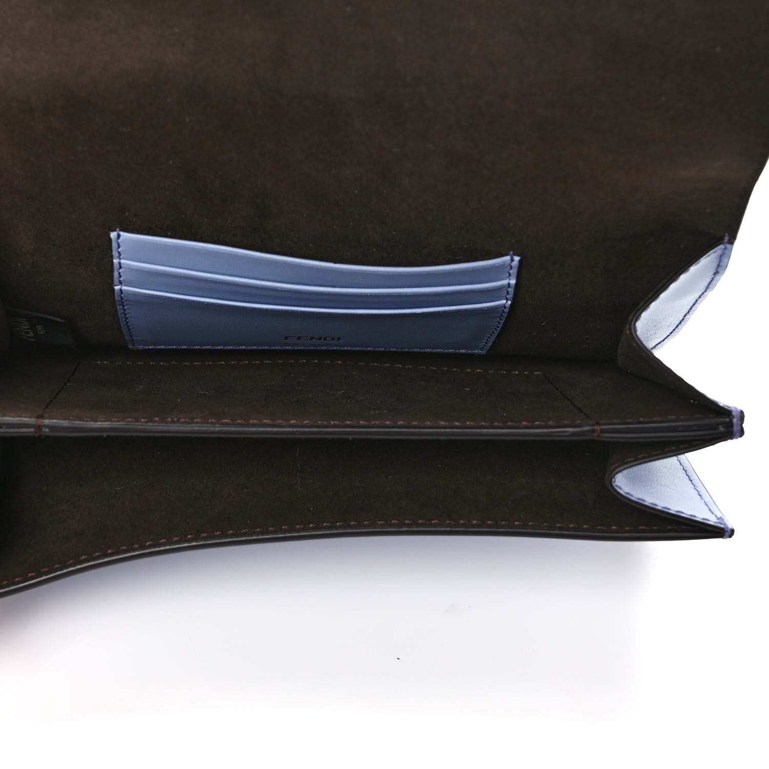 Fendi Vitello King Mini Flat Baguette Azzurro Sky 4 of 9