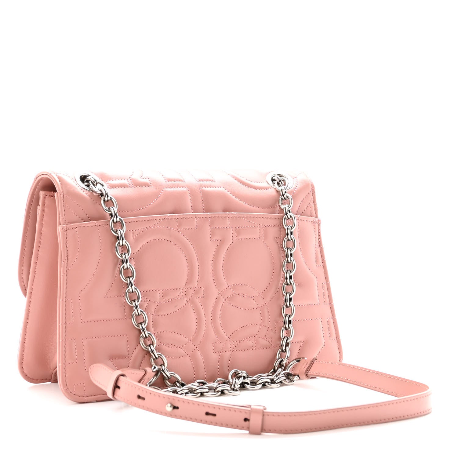Salvatore Ferragamo Calfskin Quilted Gancini Flap Bag Antique Rose 3 of 9