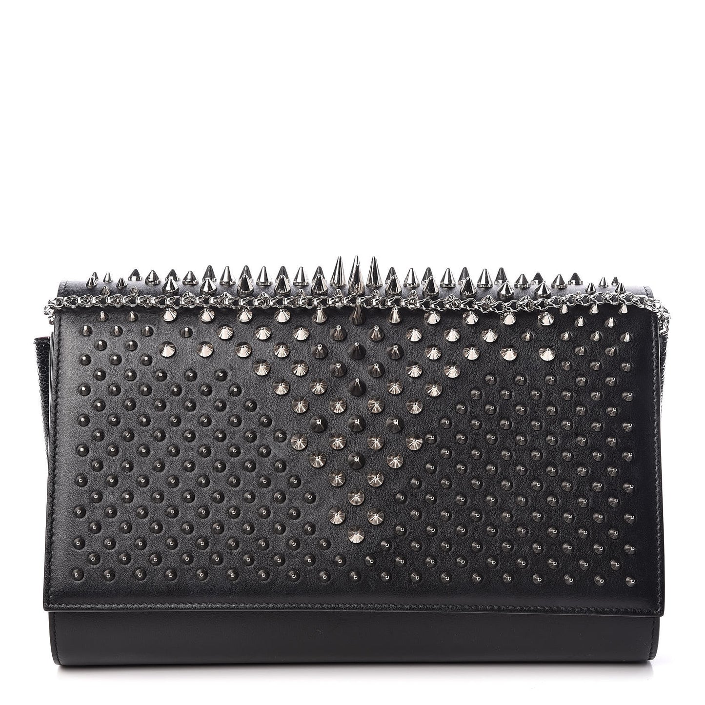 Calfskin Patent Jurassic Spikes Paloma Clutch Black