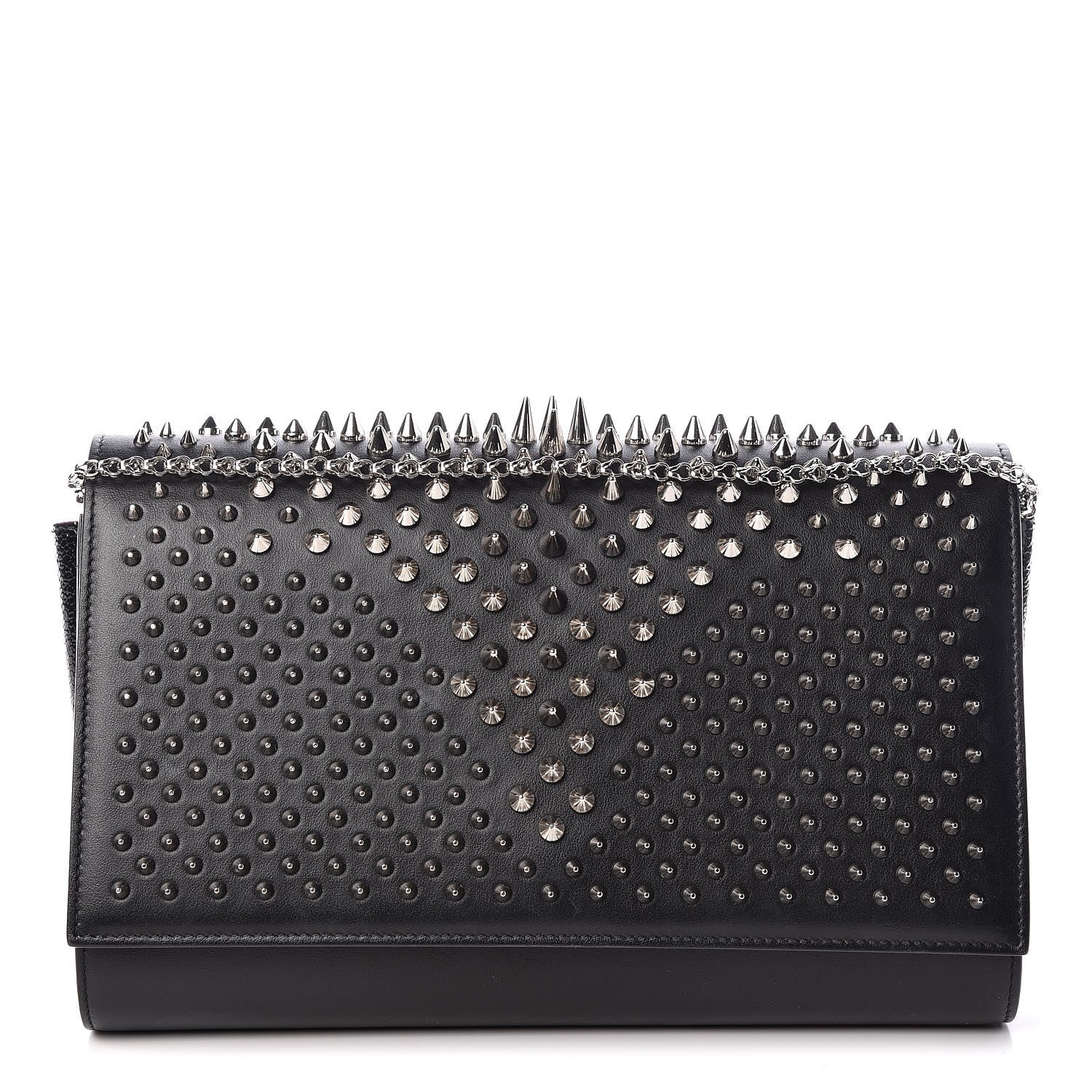 Christian Louboutin Calfskin Patent Jurassic Spikes Paloma Clutch Black 1 of 11