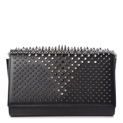Christian Louboutin Calfskin Patent Jurassic Spikes Paloma Clutch Black 1 of 11