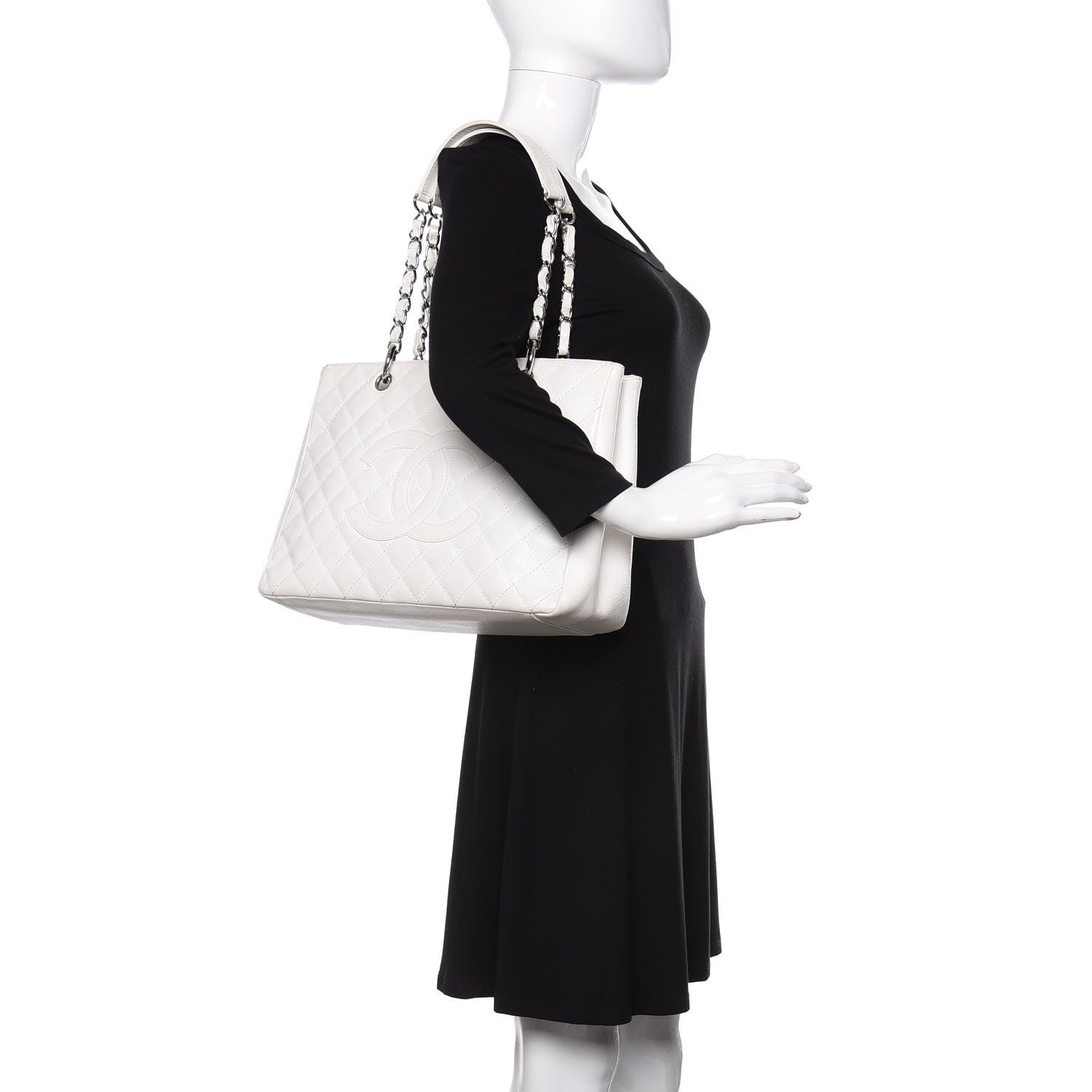 Chanel Caviar Quilted Grand Shopping Tote GST White 2 of 12