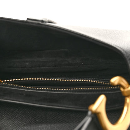 Christian Dior Grained Calfskin Saddle Bag With Strap Black 5 of 10