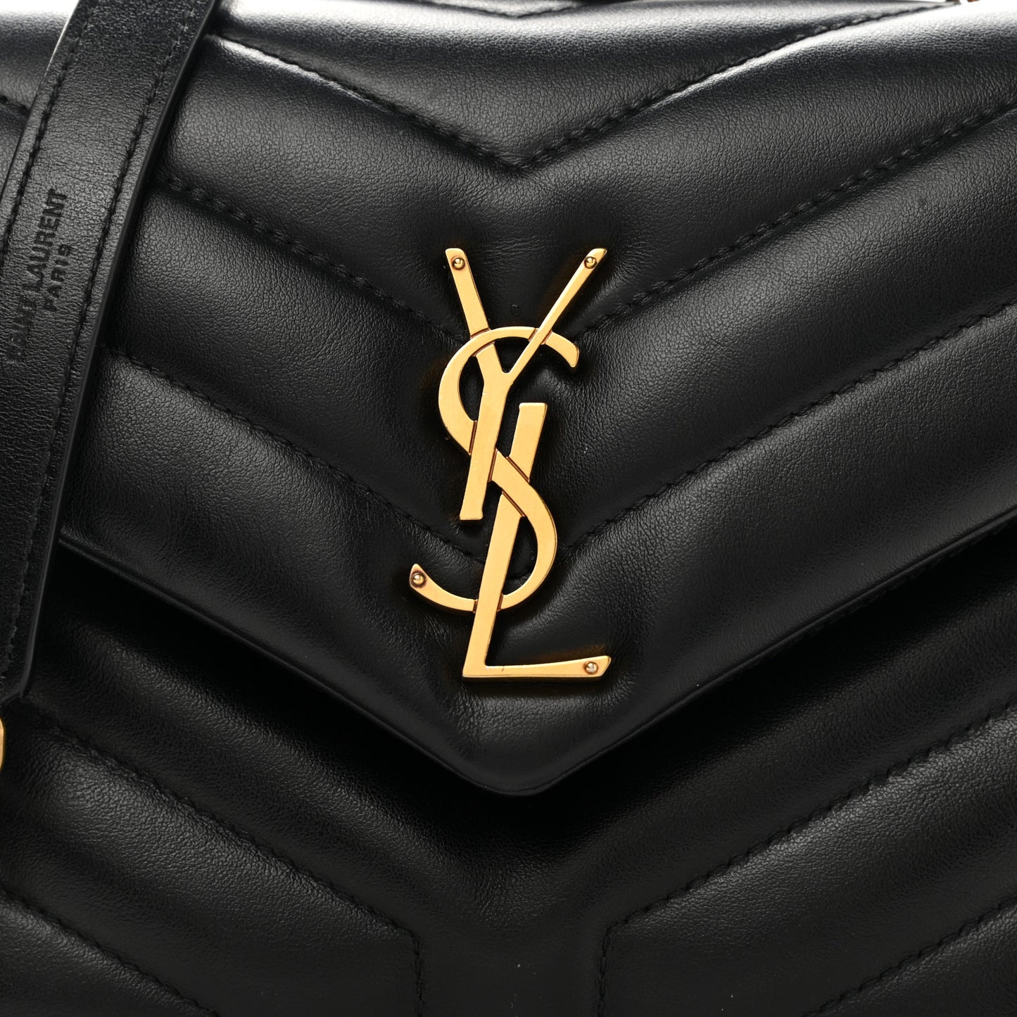Calfskin Y Quilted Monogram Small Loulou Chain Satchel Black
