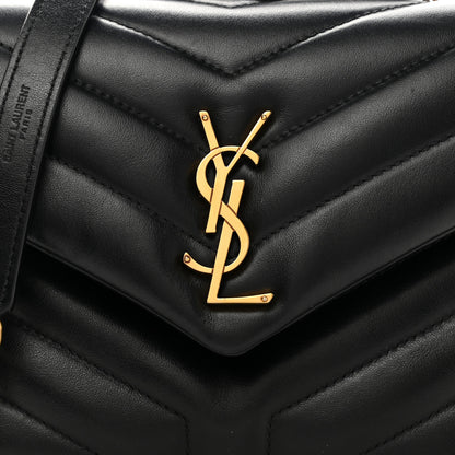 Saint Laurent Calfskin Y Quilted Monogram Small Loulou Chain Satchel Black 8 of 11