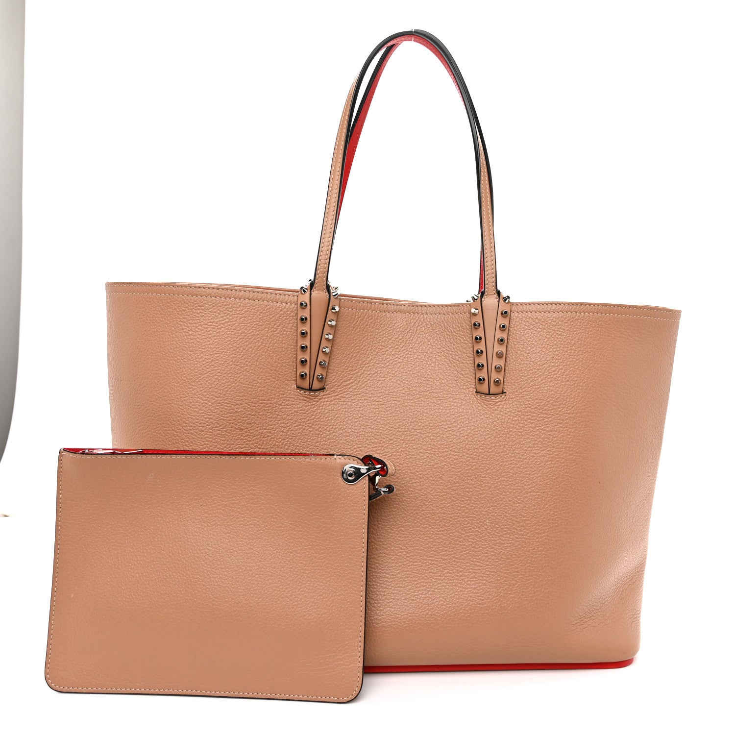 Christian Louboutin Calfskin Spikes East West Cabata Tote Nude 3 of 12