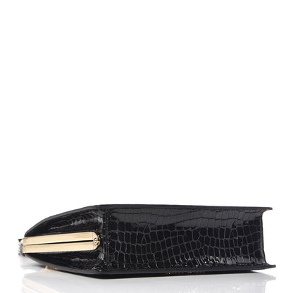 Miu Miu Calfskin Crocodile Embossed Crystal Embellished Solitaire Bag Black 4 of 9
