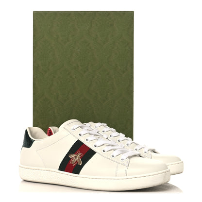 Gucci Calfskin Ayers Bee Embroidered Womens Ace Sneakers 38.5 White Flame Red Green 10 of 10