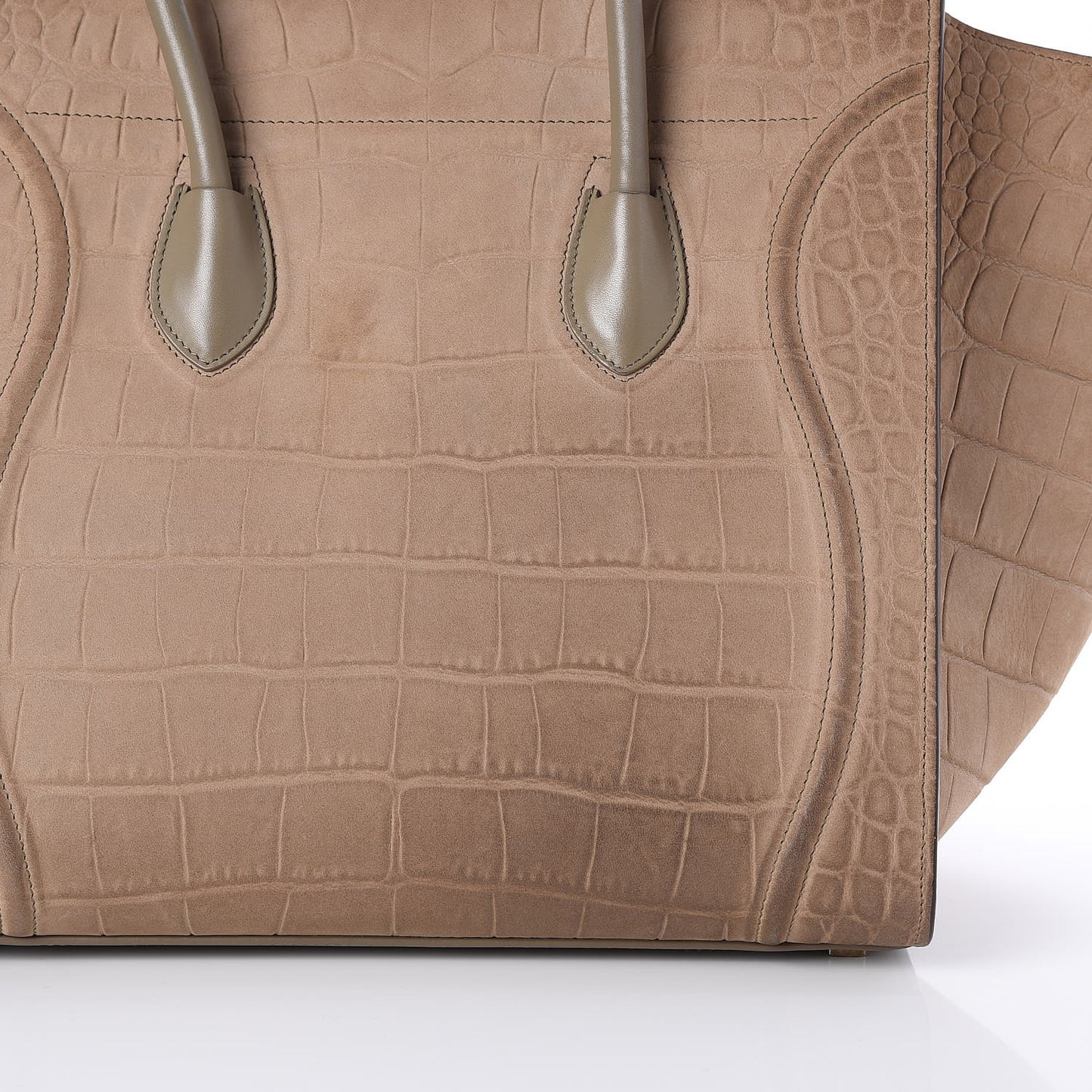 Crocodile Embossed Nubuck Medium Phantom Luggage Beige