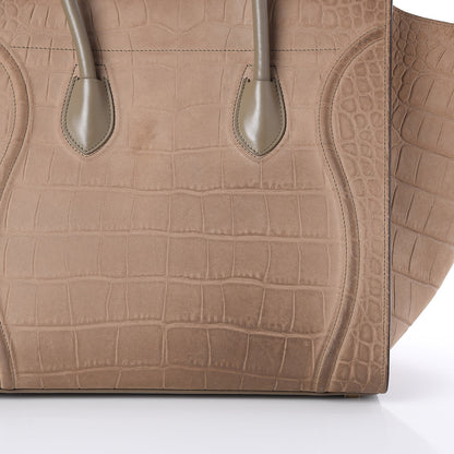 Celine Crocodile Embossed Nubuck Medium Phantom Luggage Beige 3 of 8
