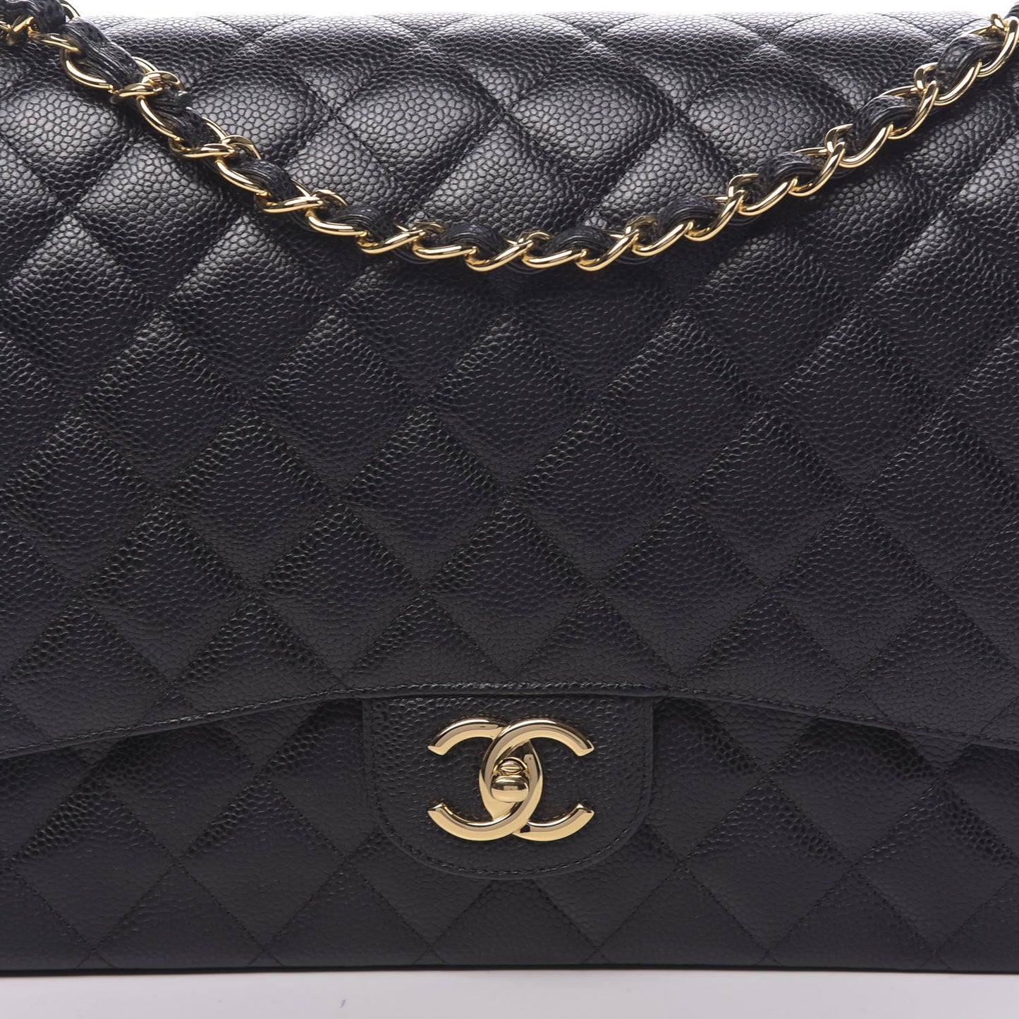 Caviar Quilted Maxi Double Flap Black