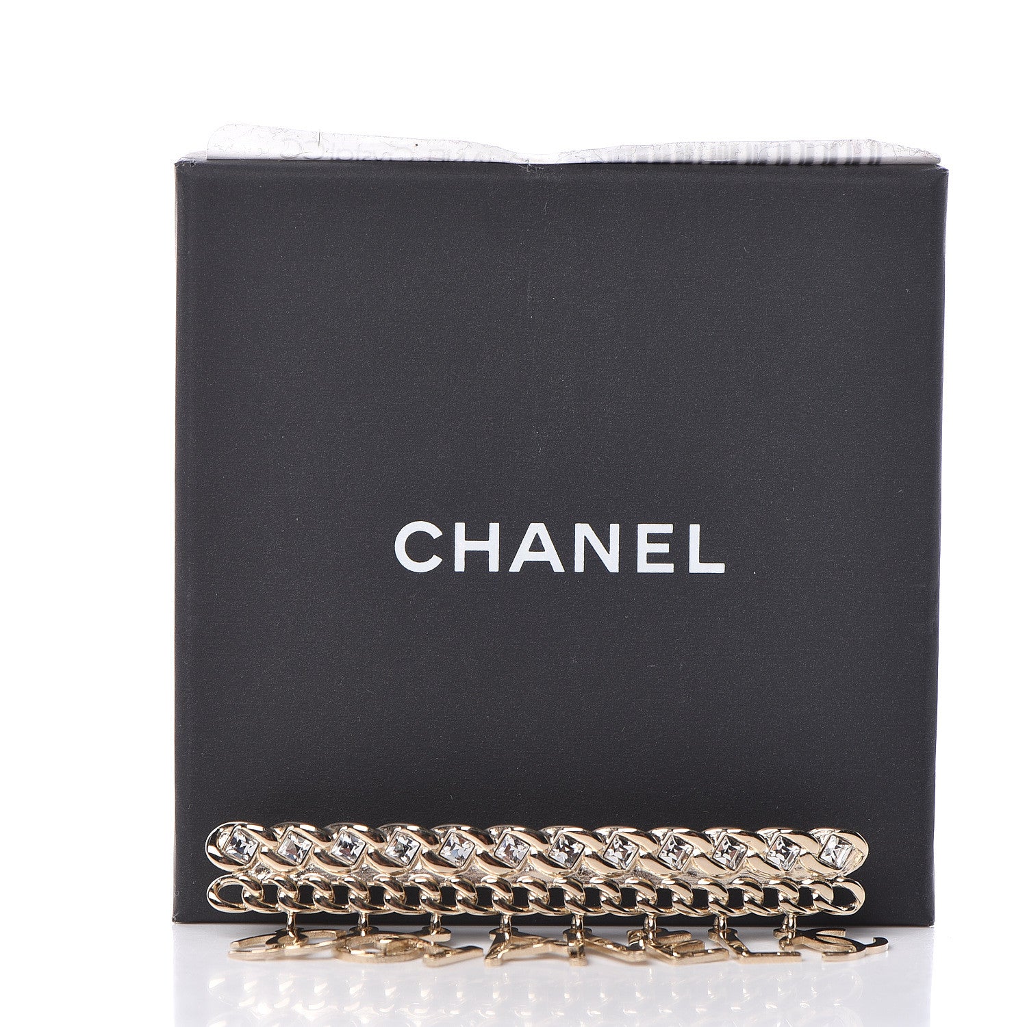 Chanel Crystal CC Logo Charms Brooch Gold 3 of 3