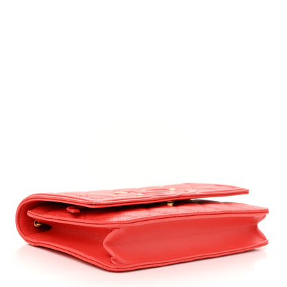 Chanel Caviar Quilted CC Filigree Wallet On Chain WOC Coral 4 of 12