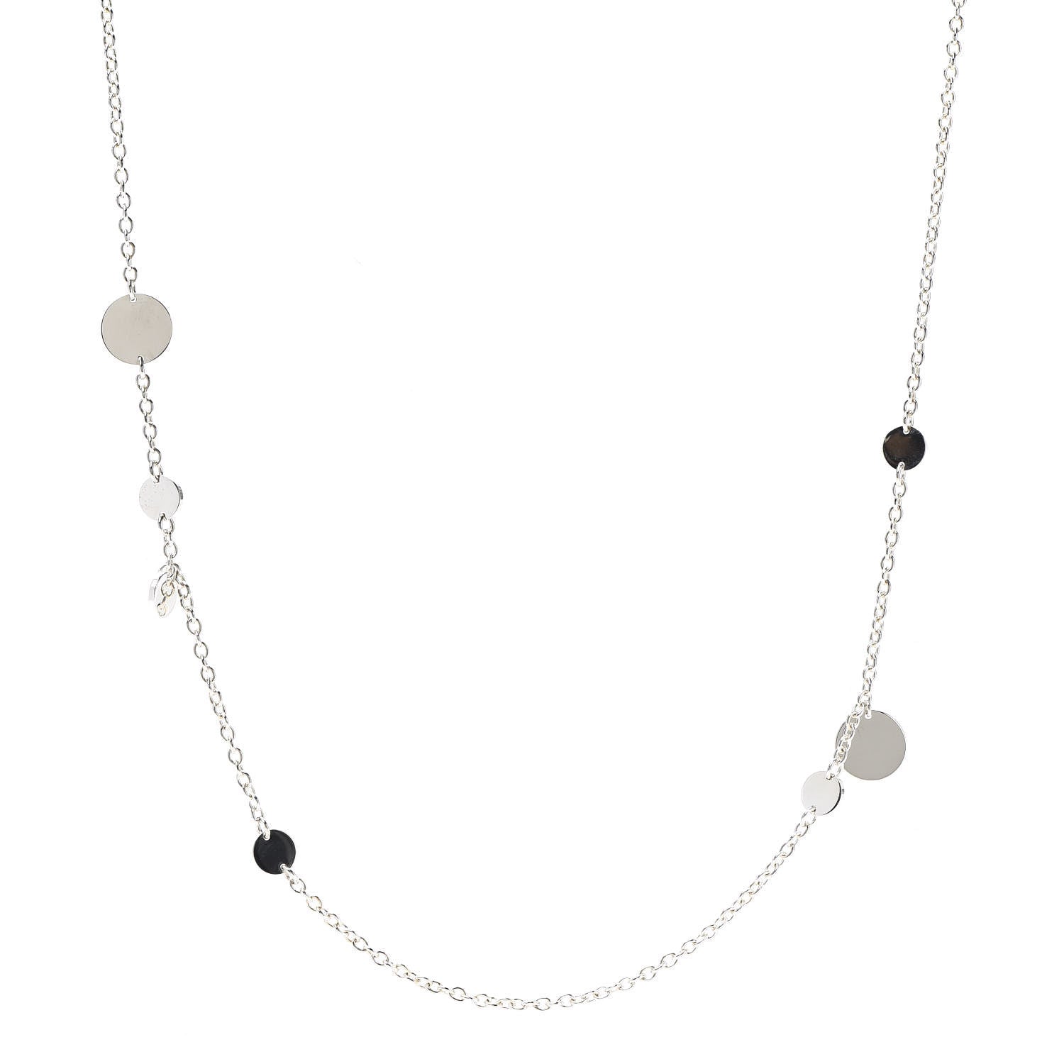 Hermes Sterling Silver 18K Rose Gold Confettis Long Necklace 80 1 of 7