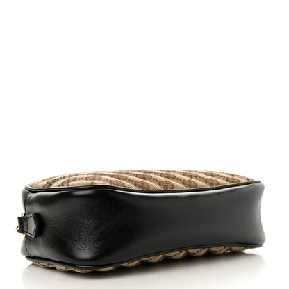 Gucci Monogram Matelasse Diagonal Small GG Marmont Chain Shoulder Bag Beige Black 4 of 12