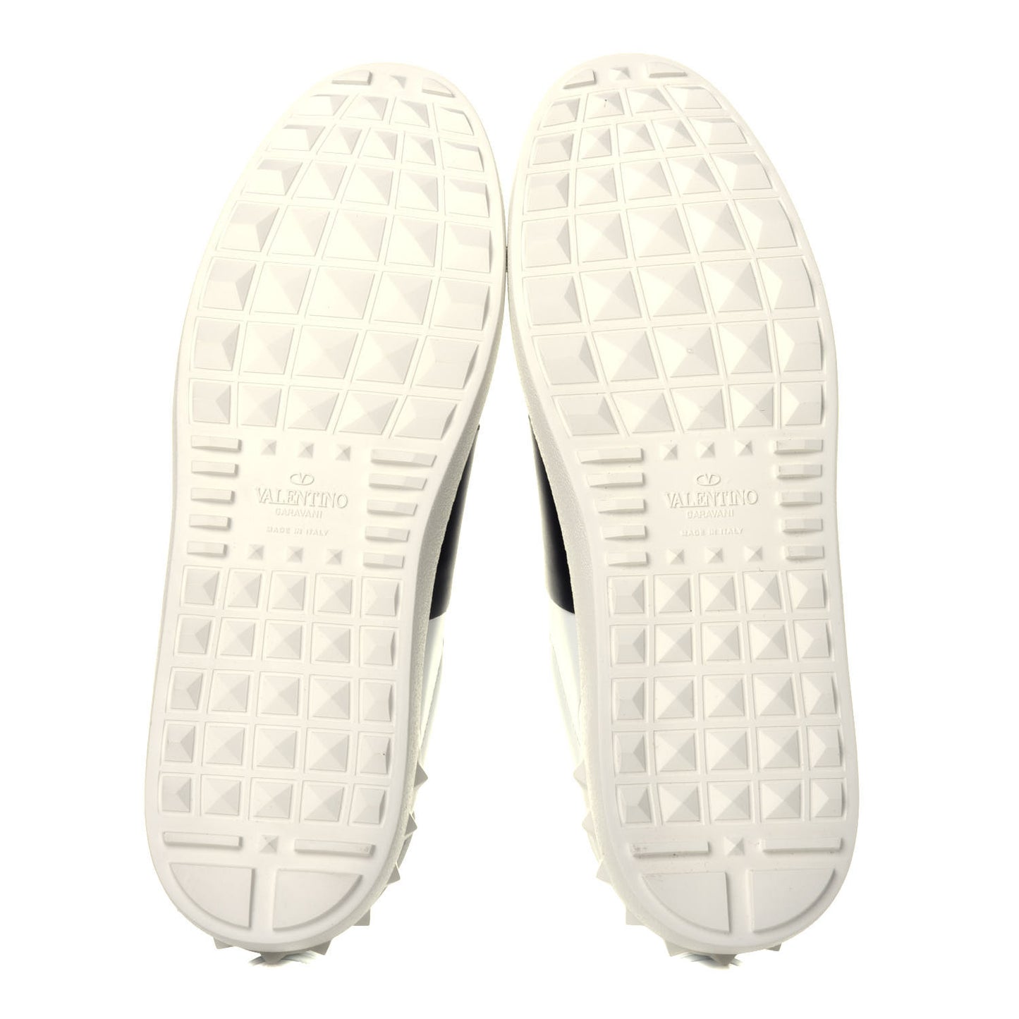 Calfskin Womens Rockstud Open Sneakers 41 White Black