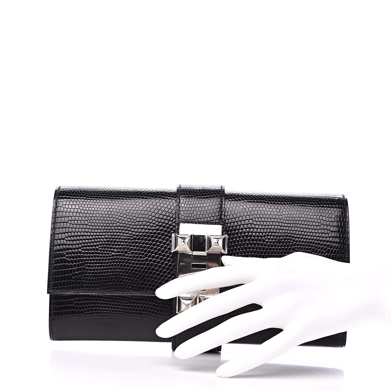 Hermes Lizard Medor Clutch 23 Black 2 of 11