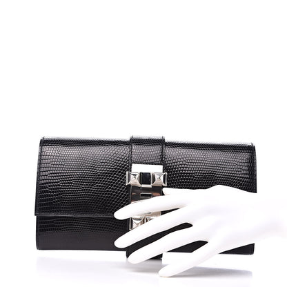 Hermes Lizard Medor Clutch 23 Black 2 of 11