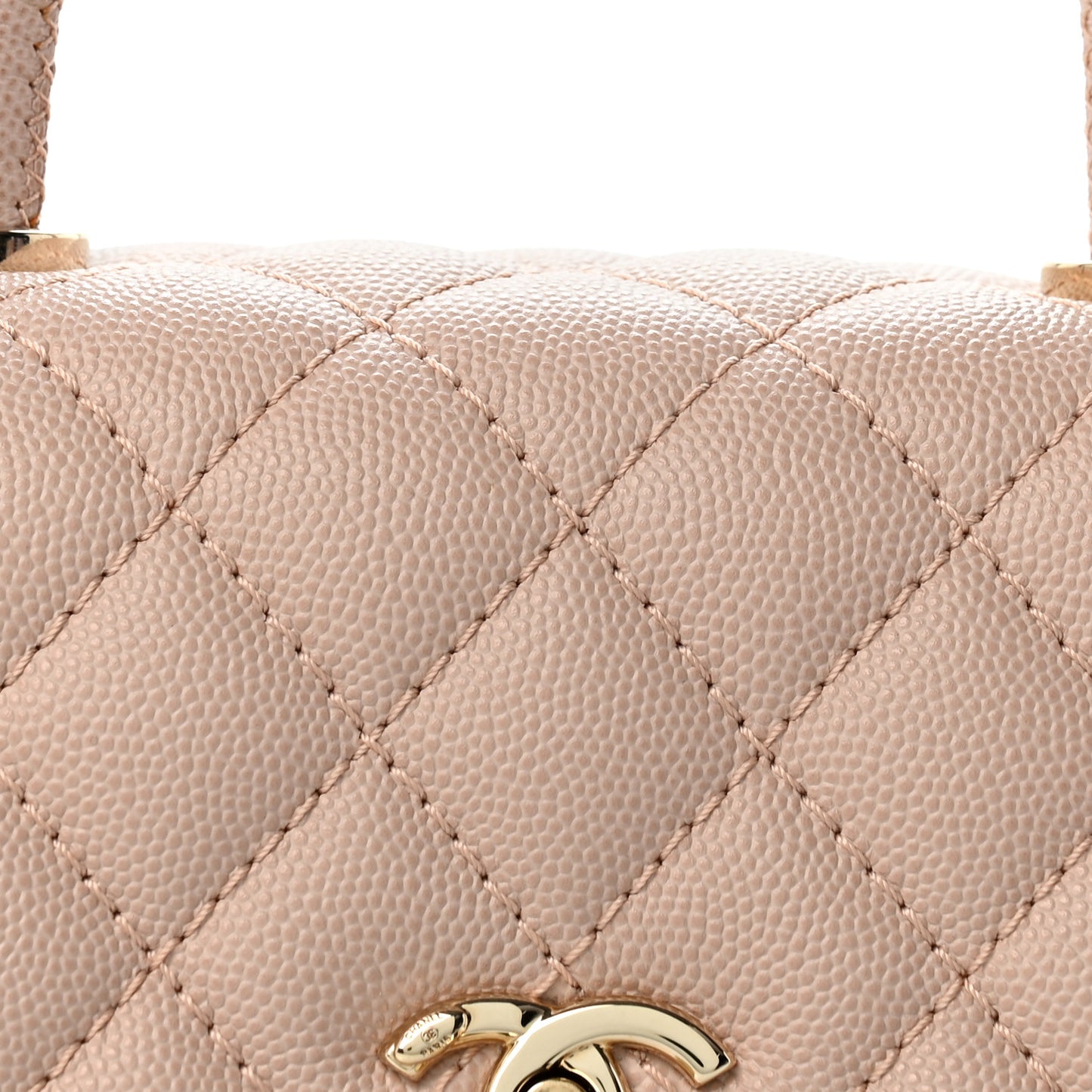 Caviar Quilted Mini Coco Handle Flap Light Pink