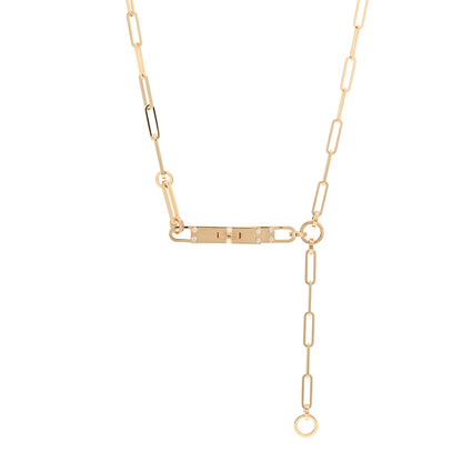 Hermes 18K Yellow Gold Diamond PM Kelly Chaine Lariat Necklace SH 1 of 4