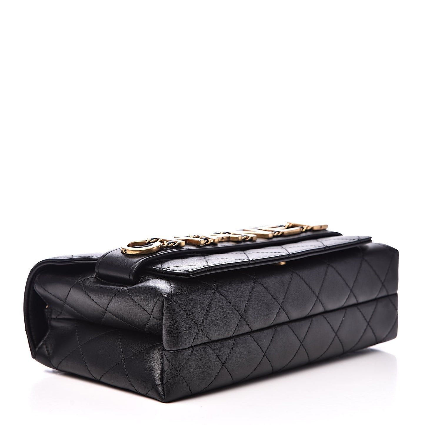 Calfskin Quilted Enchained Flap Black