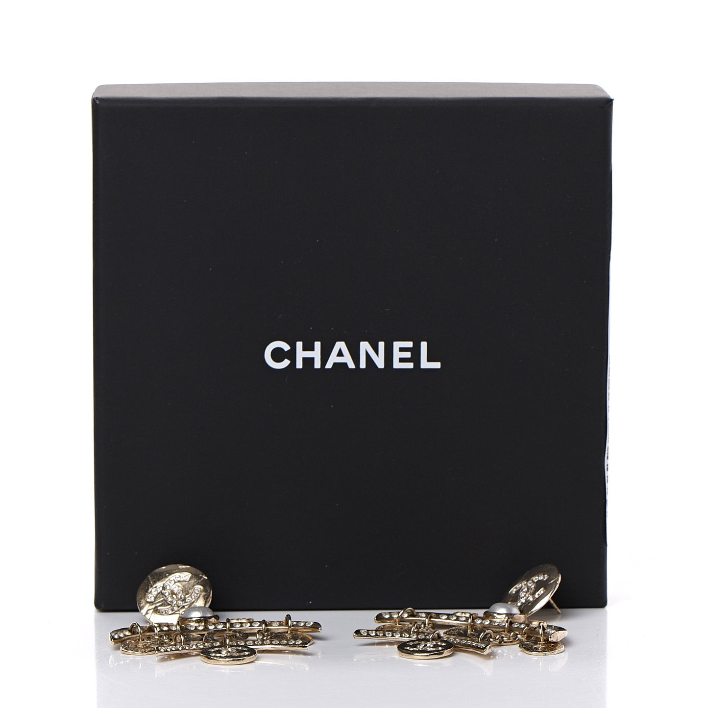 Crystal Pearl Coco Dangle Earrings Gold