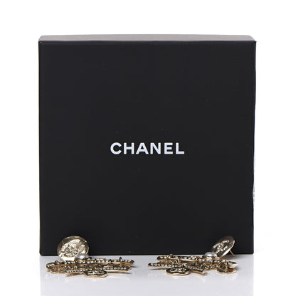 Chanel Crystal Pearl Coco Dangle Earrings Gold 5 of 5