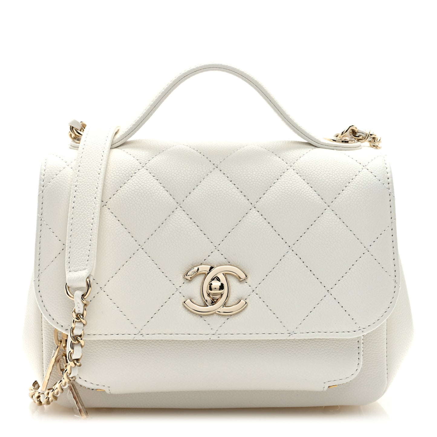Caviar Quilted Small Business Affinity Flap White