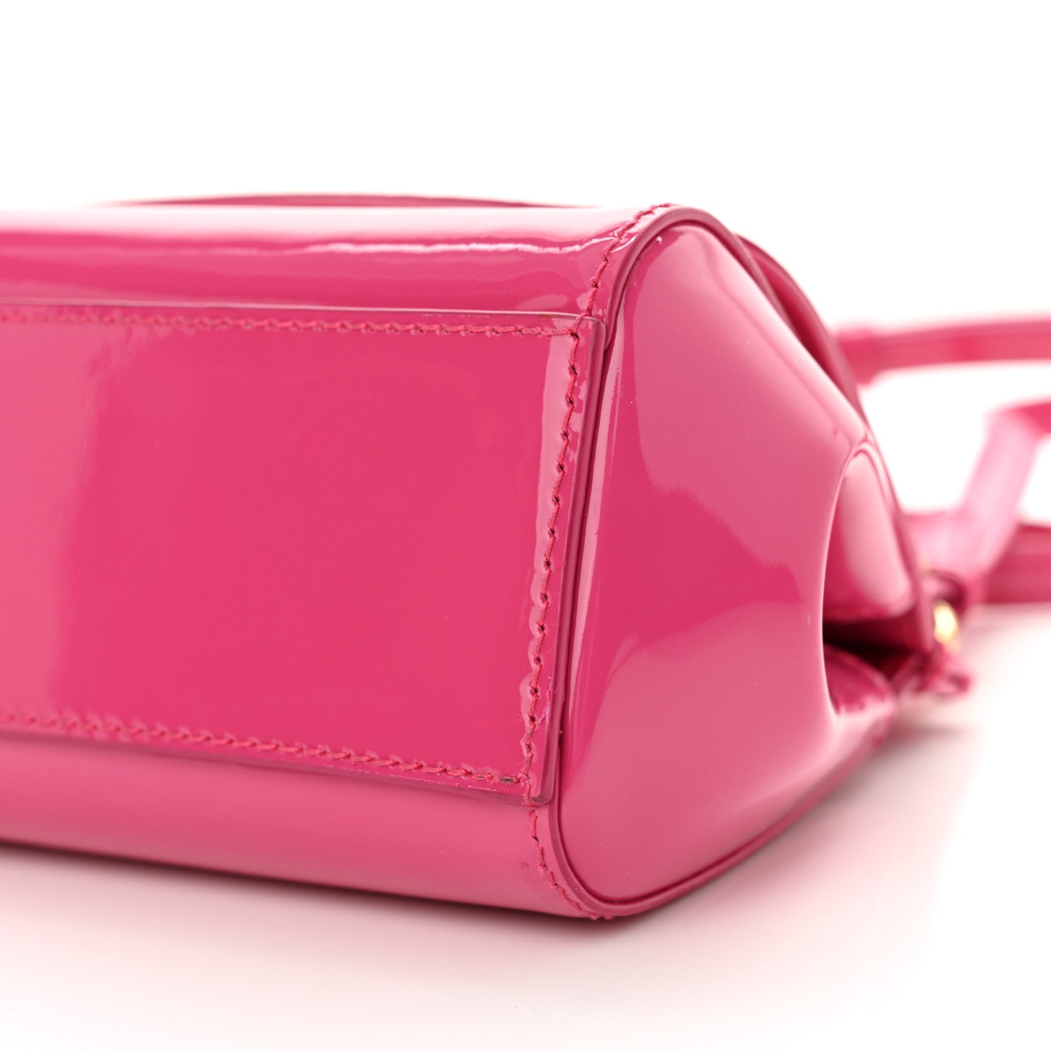 Dolce & Gabbana Patent Mini DG Girls Miss Sicily Satchel Dark Pink